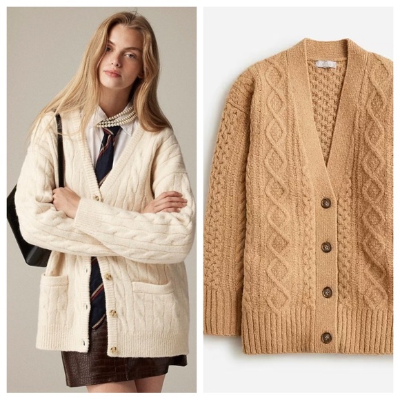 J. Crew Sweaters - J. Crew relaxed stretch merino cable-knit sweater boyfriend fit 47588